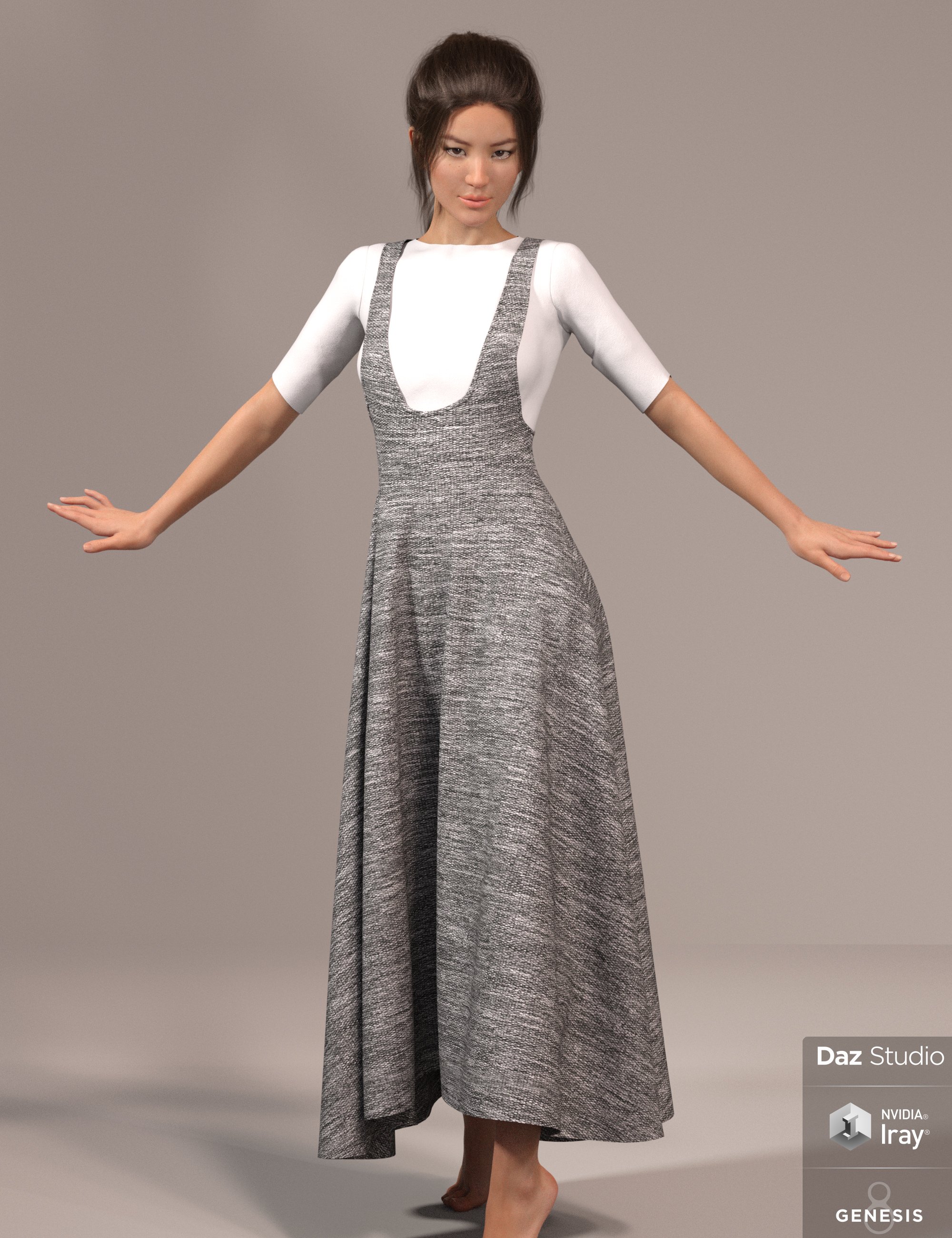 dforce Pinafore Outfit for Genesis 8 Female(s) by: Sapphire3D, 3D Models by Daz 3D