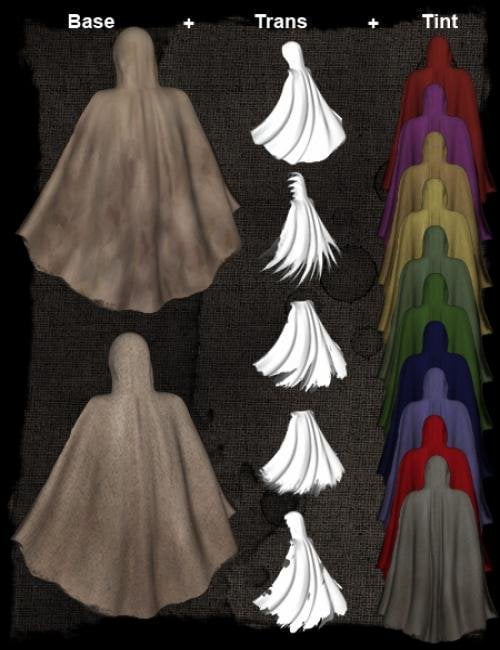 Tattered and Torn: Hooded Cloak Tattered and Torn: Hooded Cloak by: Lyrra Madril, 3D Models by Daz 3D