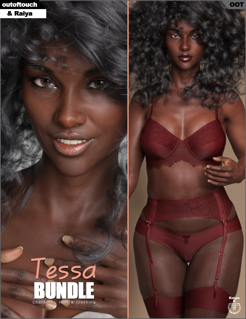 Tessa Character, Hair & Clothing Bundle by: Raiyaoutoftouch, 3D Models by Daz 3D