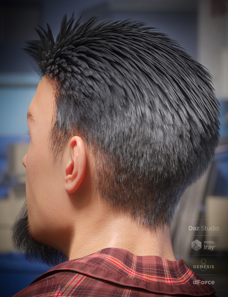 dForce Eddie Hair and Goatee for Genesis 8 Male(s) by: , 3D Models by Daz 3D