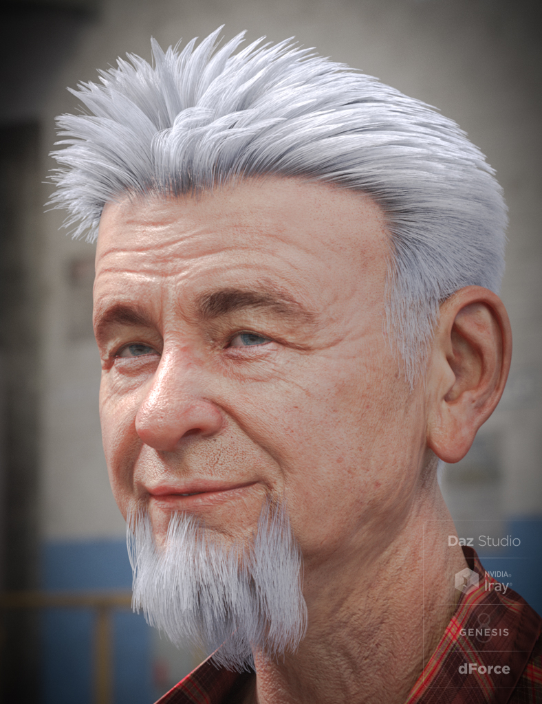 dForce Eddie Hair and Goatee for Genesis 8 Male(s) by: , 3D Models by Daz 3D