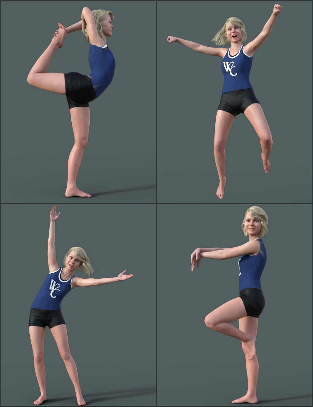 Cheer Poses for Teen Jane 8 by: Quixotry, 3D Models by Daz 3D