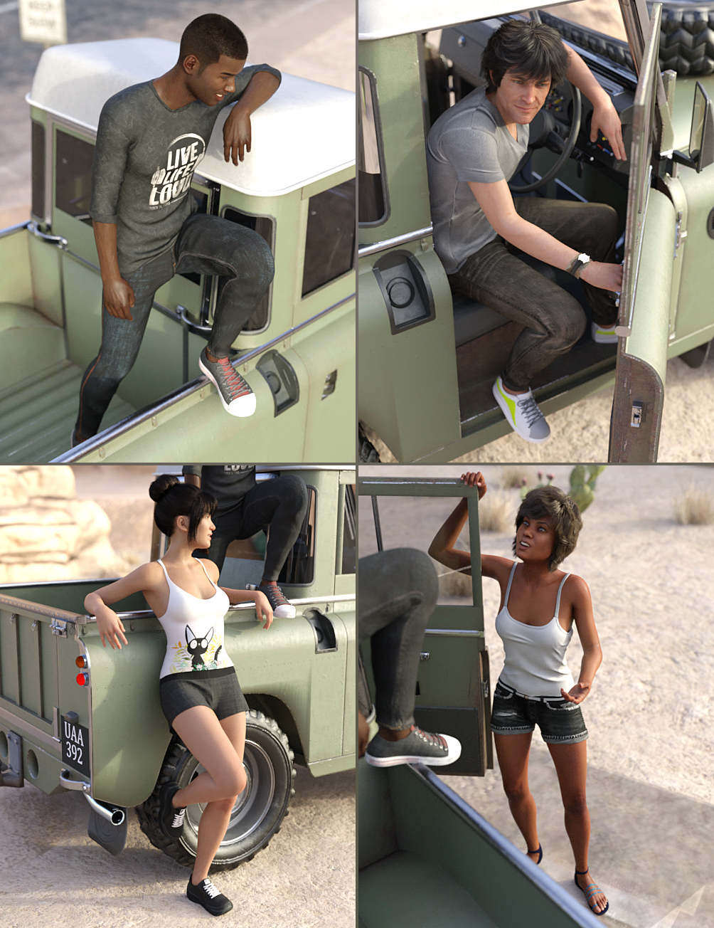 Off Road Adventure Poses for Genesis 8 by: FeralFey, 3D Models by Daz 3D