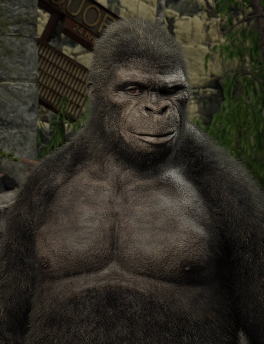 Ape World Gorilla for Genesis 8 Male by: RawArt, 3D Models by Daz 3D