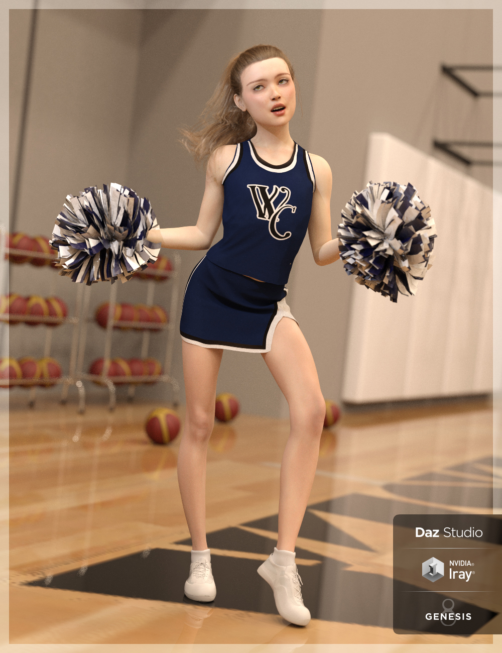 dForce High School Cheer for Genesis 8 Female(s) by: SR3, 3D Models by Daz 3D