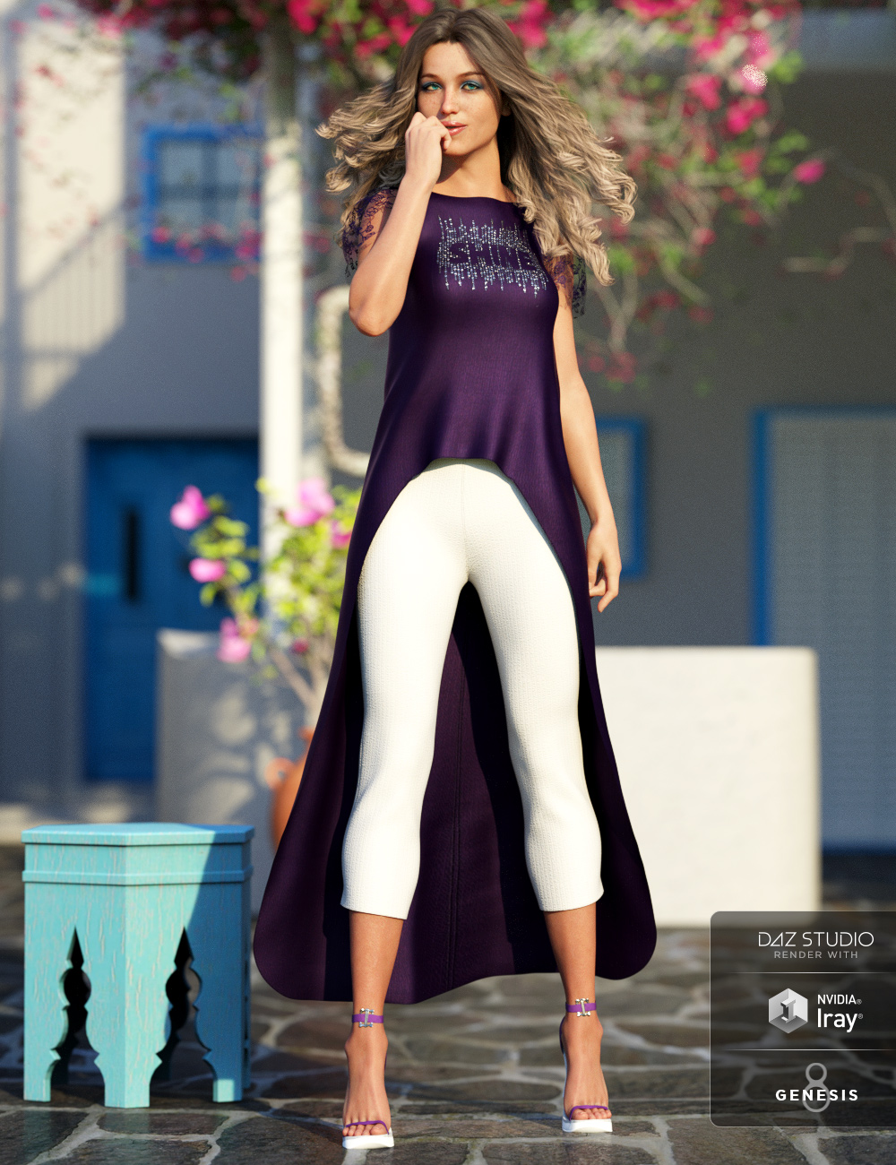dForce Pretty Stylish Outfit Textures by: Moonscape GraphicsSade, 3D Models by Daz 3D