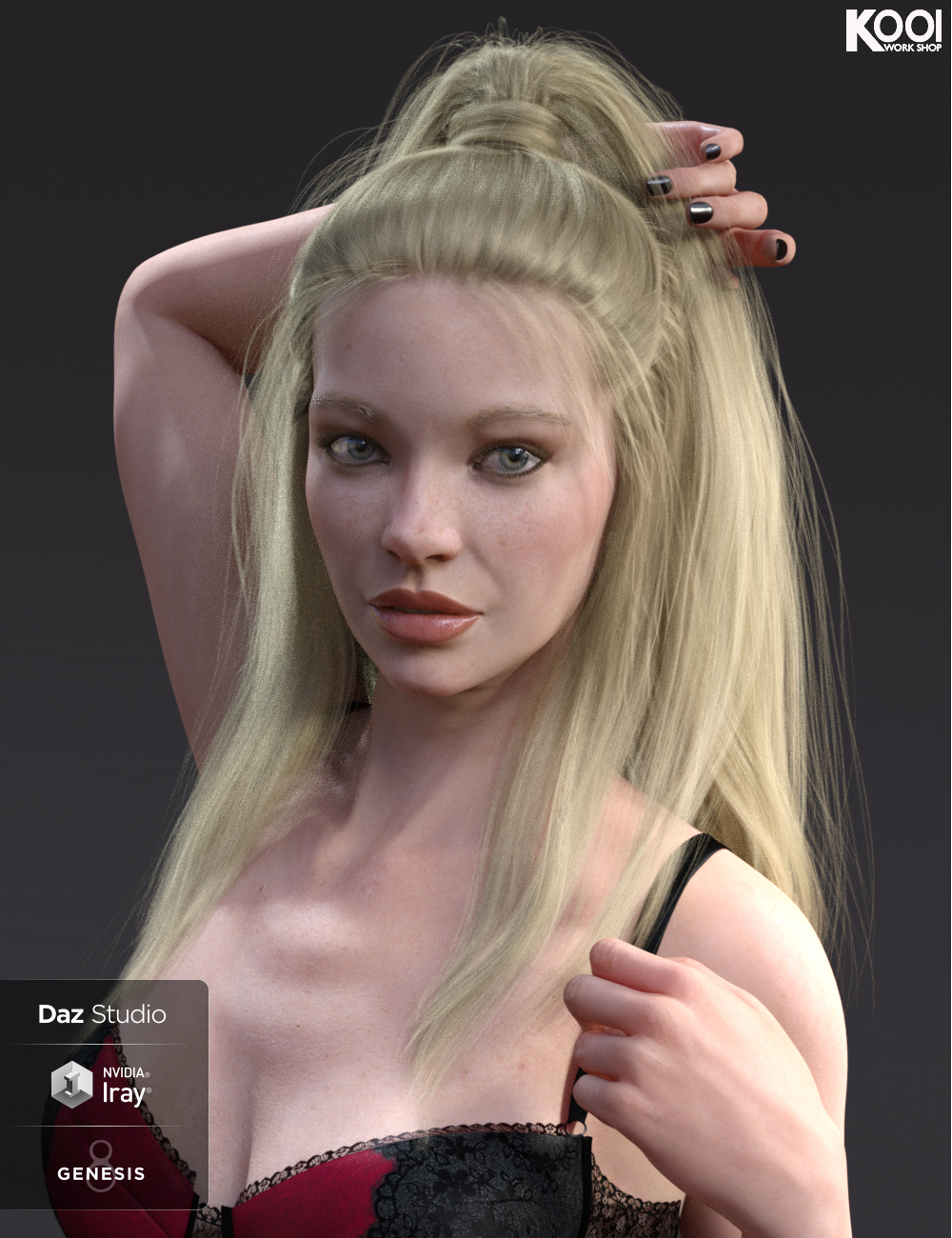 Alma Hair for Genesis 8 Female(s) by: Kool, 3D Models by Daz 3D