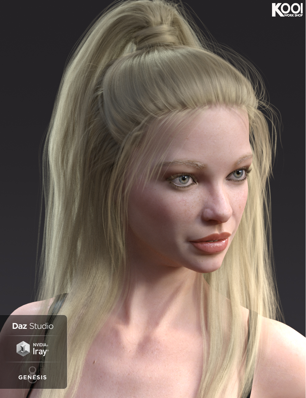 Alma Hair for Genesis 8 Female(s) by: Kool, 3D Models by Daz 3D