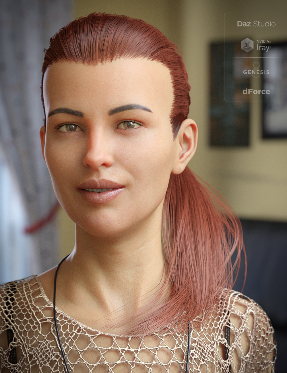 dForce Hair Elyssa Ponytail for Genesis 8 Female(s) by: , 3D Models by Daz 3D
