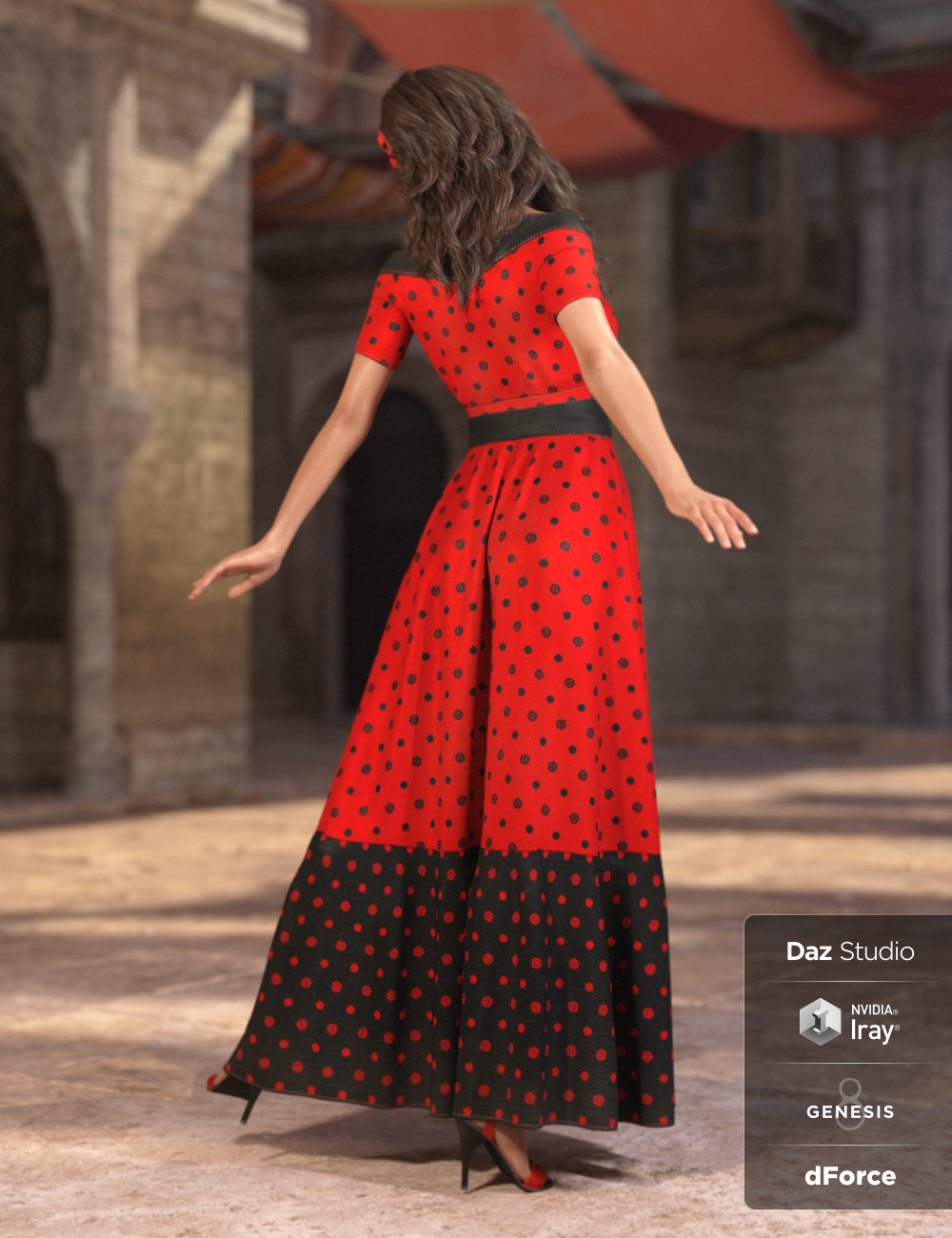 dForce Fiesta Outfit for Genesis 8 Female(s) by: ArienNikisatez, 3D Models by Daz 3D