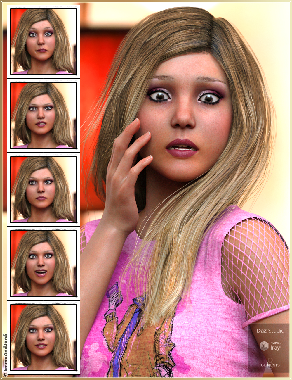 Mixable Expressions for Teen Jane 8 and Genesis 8 Female(s) by: , 3D Models by Daz 3D