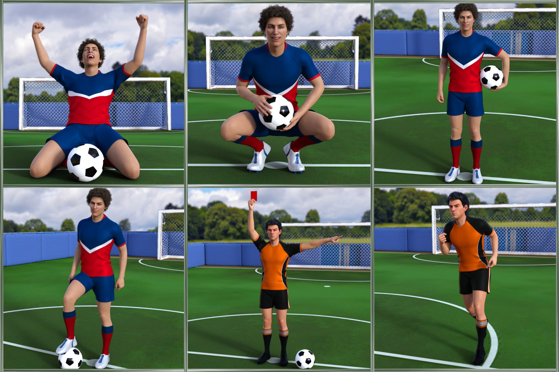 Playing Soccer Poses and Prop for Genesis 3 and 8 by: JWolf, 3D Models by Daz 3D