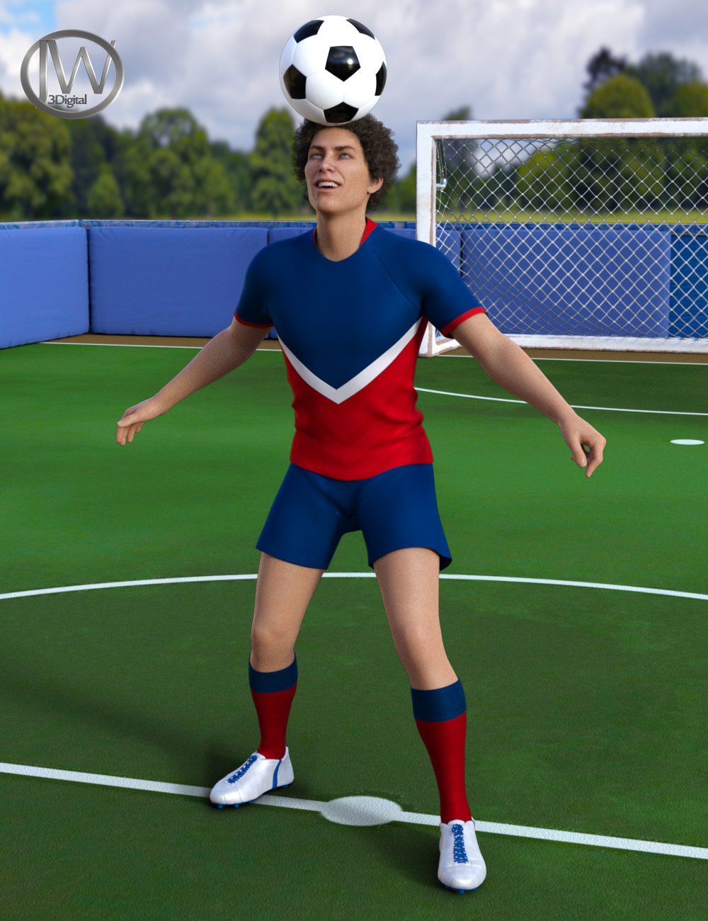 Playing Soccer Poses and Prop for Genesis 3 and 8 by: JWolf, 3D Models by Daz 3D