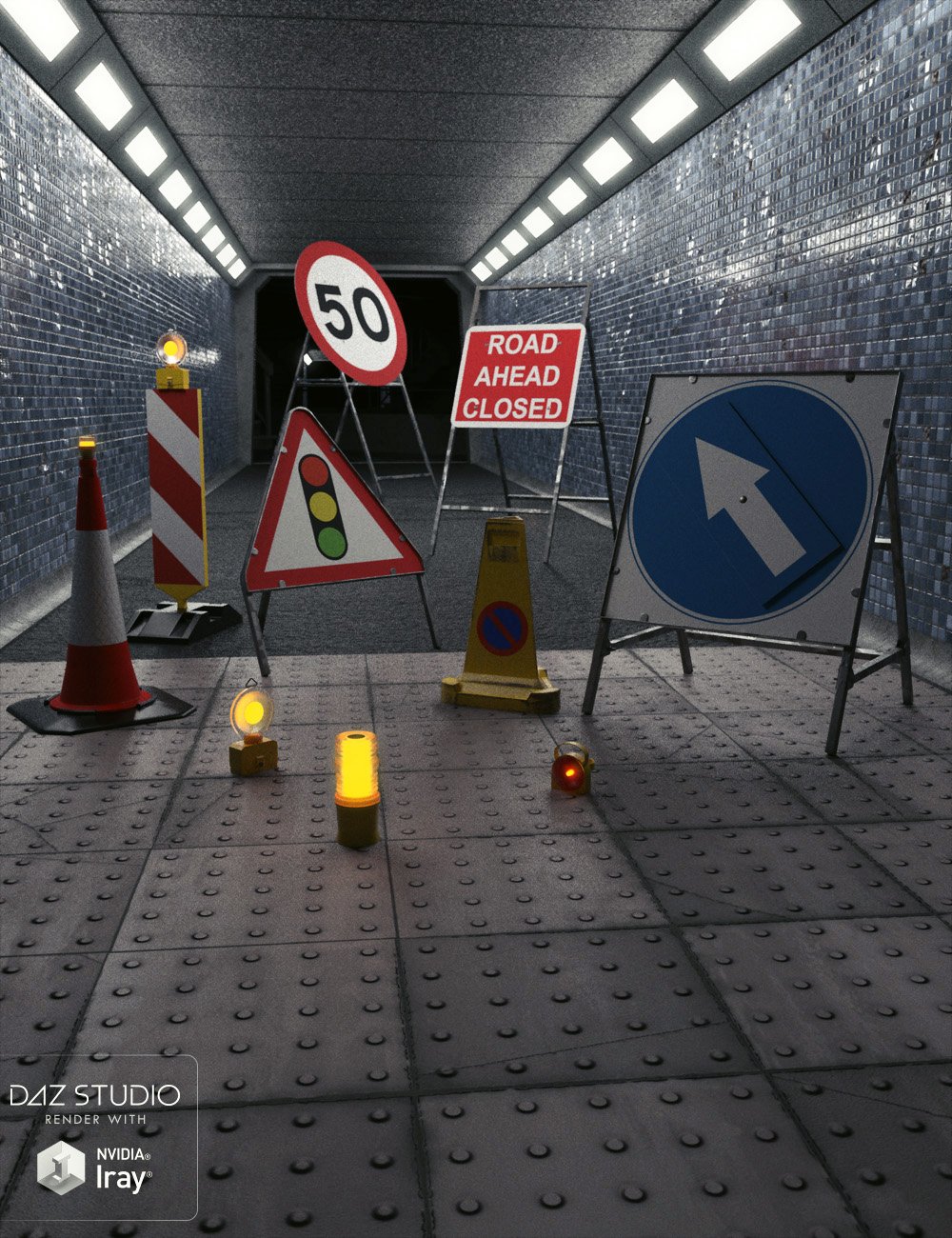 Road Works Stuff by: David BrinnenForbiddenWhispers, 3D Models by Daz 3D