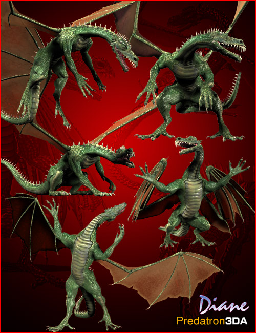 Dragon Action Poses by: Predatron, 3D Models by Daz 3D