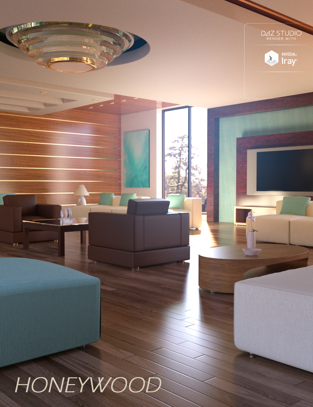 Honeywood Living Room by: Human, 3D Models by Daz 3D