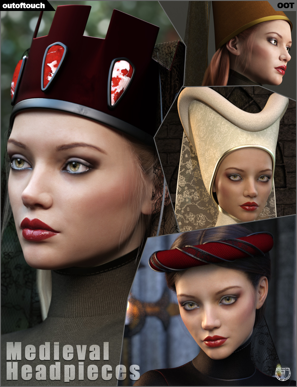 dForce Medieval Headpieces for Genesis 8 Female(s) by: outoftouch, 3D Models by Daz 3D