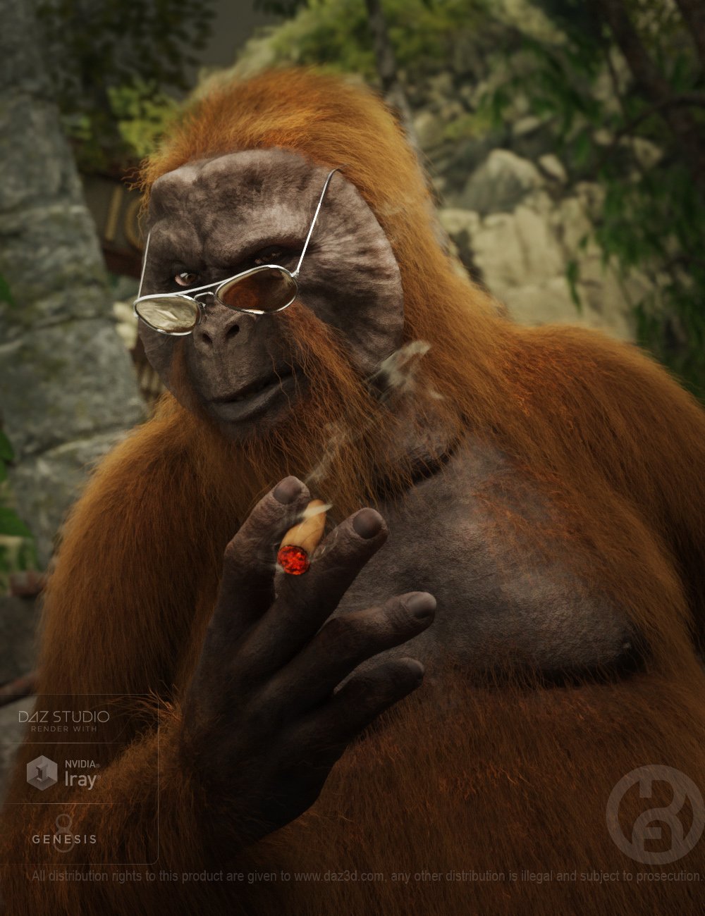 Ape World Orangutan with dForce Hair for Genesis 8 Male by: RawArt, 3D Models by Daz 3D