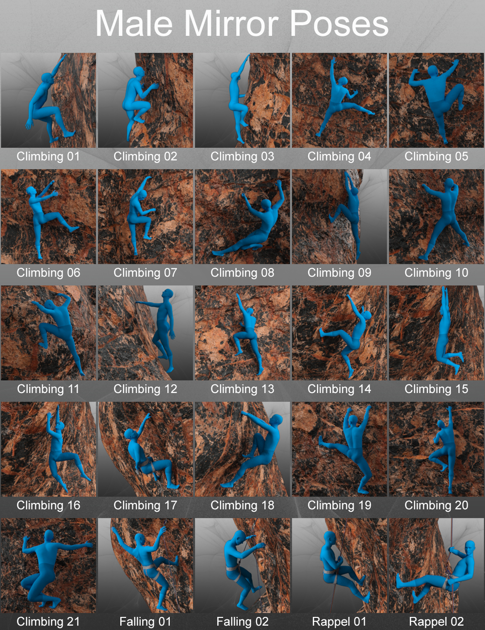 MDCH Climbing Poses for Genesis 3 and 8 by: MikeD, 3D Models by Daz 3D