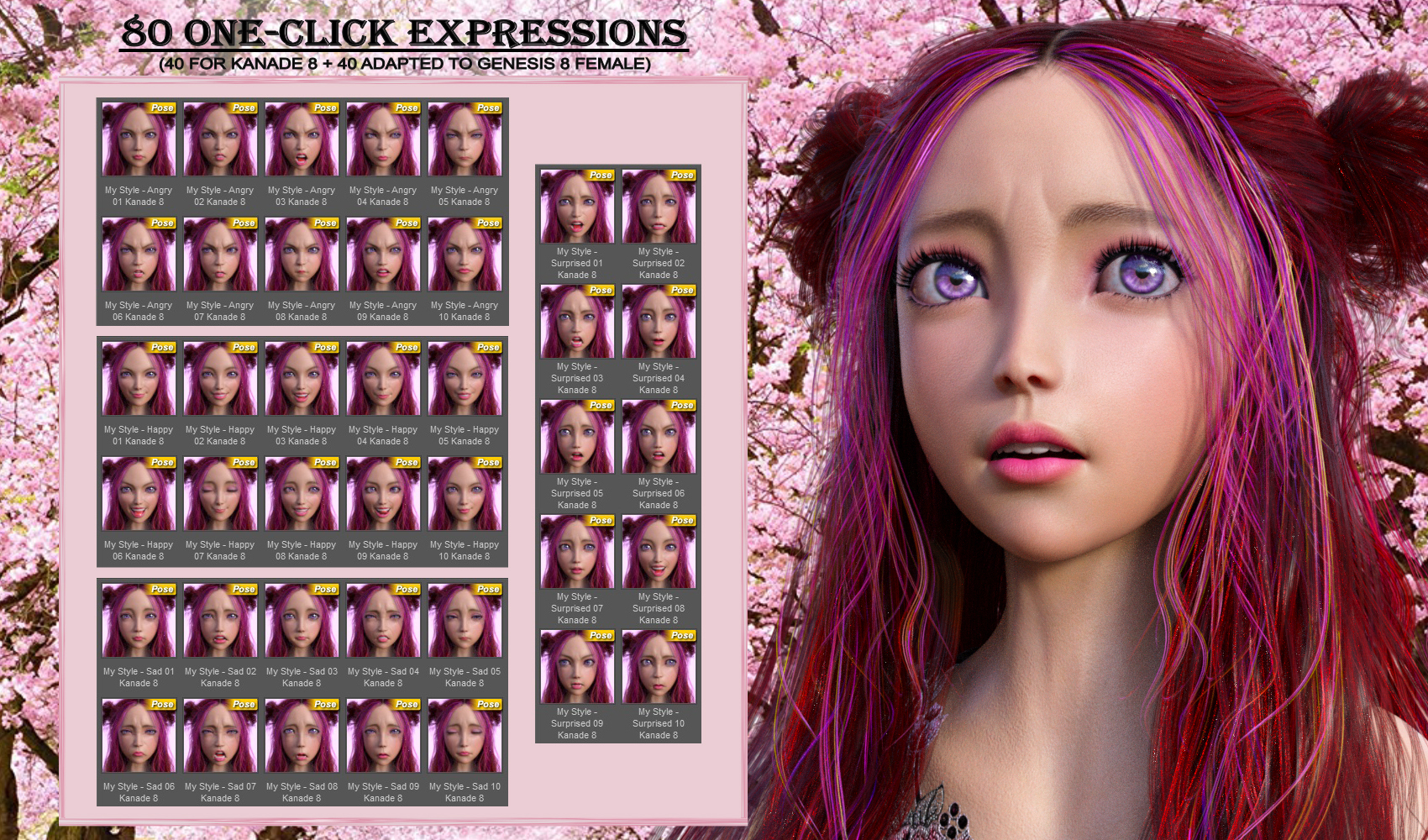My Style - Expressions for Genesis 8 Female and Kanade 8 My Style - Expressions for Genesis 8 Female and Kanade 8 by: JWolf, 3D Models by Daz 3D