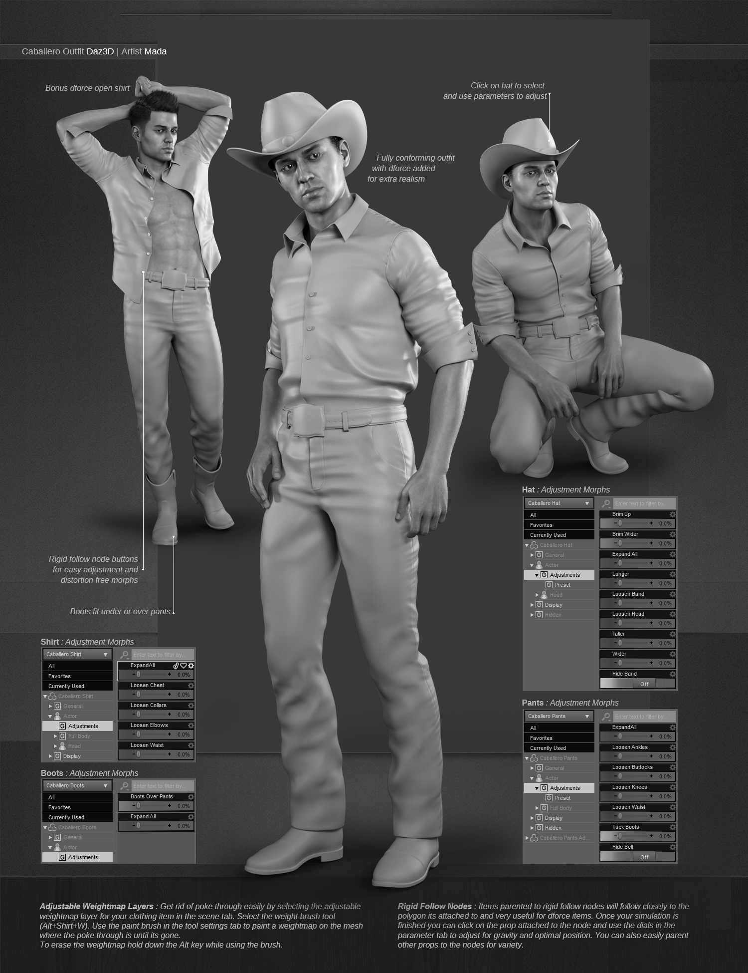 dForce Caballero Outfit for Genesis 8 Male(s) by: MadaOziChick, 3D Models by Daz 3D