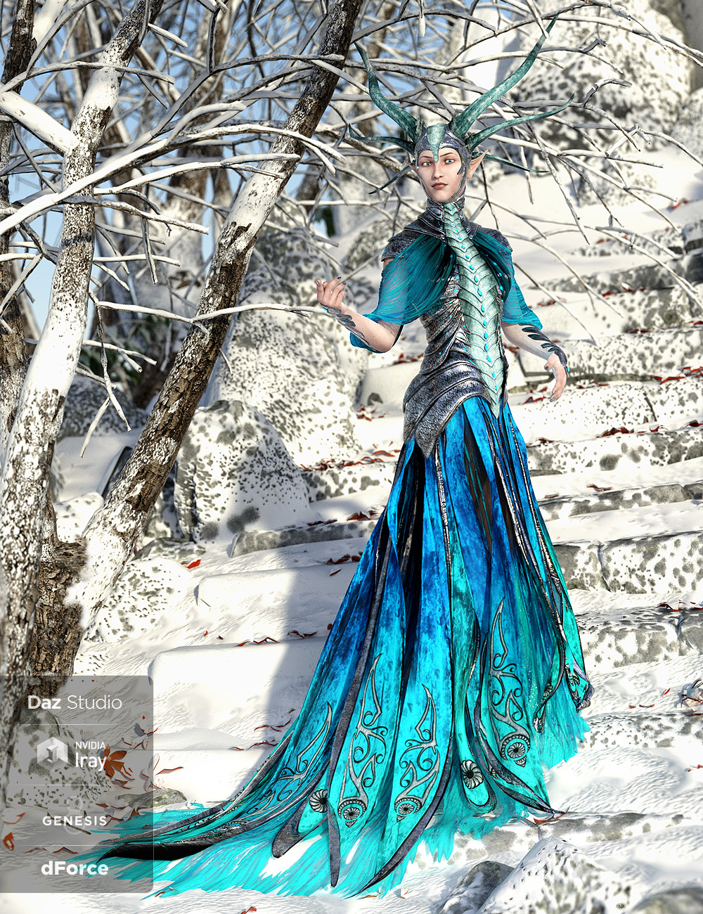 dForce Dragon Empress Base Outfit for Genesis 8 Female(s) by Arki by: Arki, 3D Models by Daz 3D