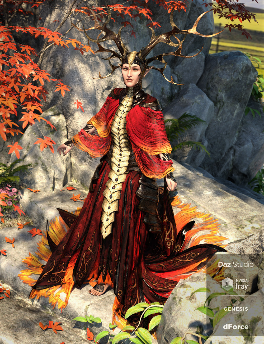 dForce Dragon Empress Outfit Addon for Genesis 8 Female(s) by: Arki, 3D Models by Daz 3D