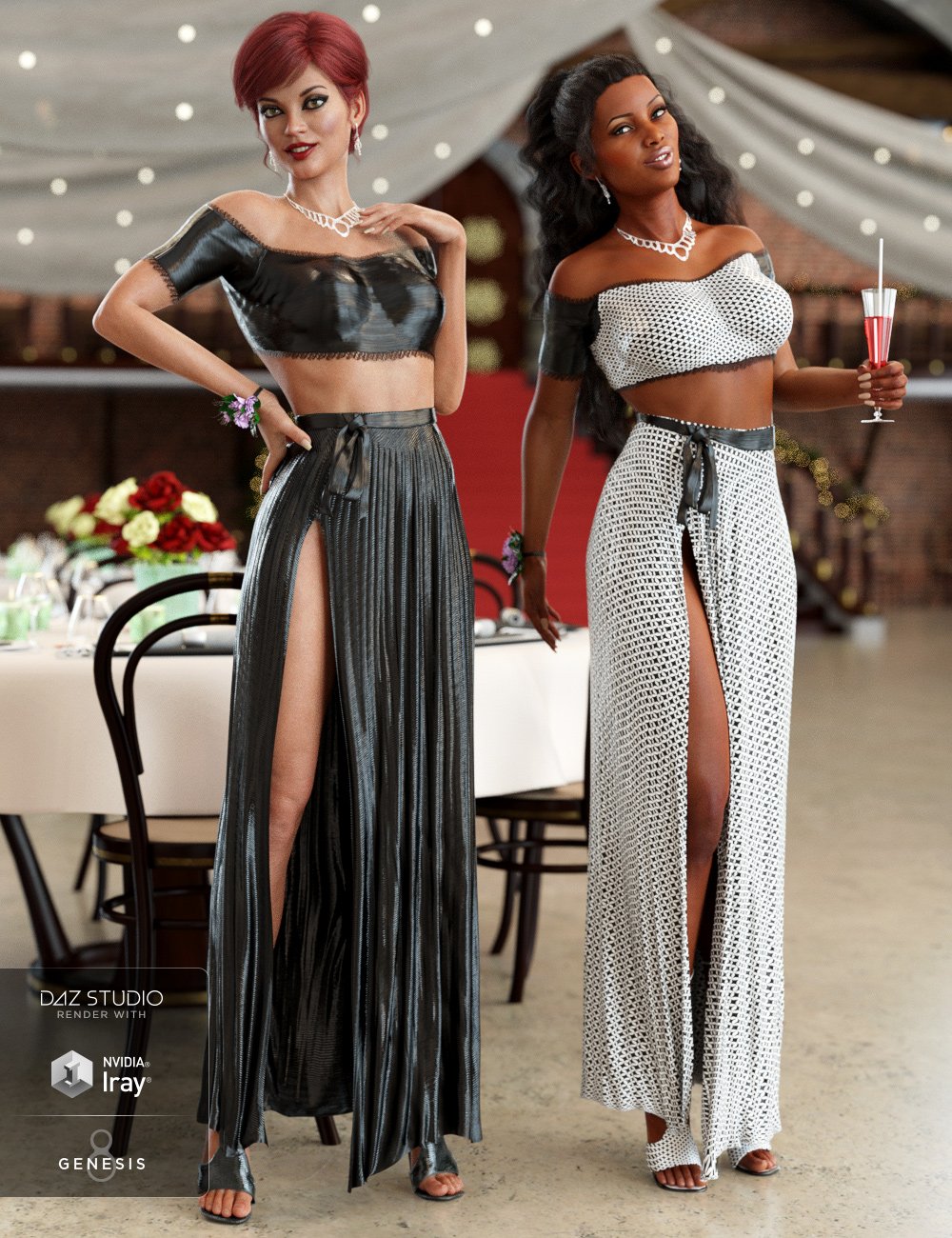 dForce Evening Dress for Genesis 8 Female(s) by: Sixus1 Media, 3D Models by Daz 3D