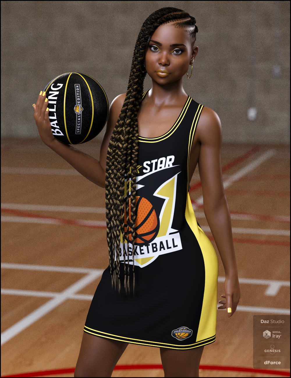 dForce Basketball Dress for Genesis 8 Female by: DemonicaEviliusJessaii, 3D Models by Daz 3D