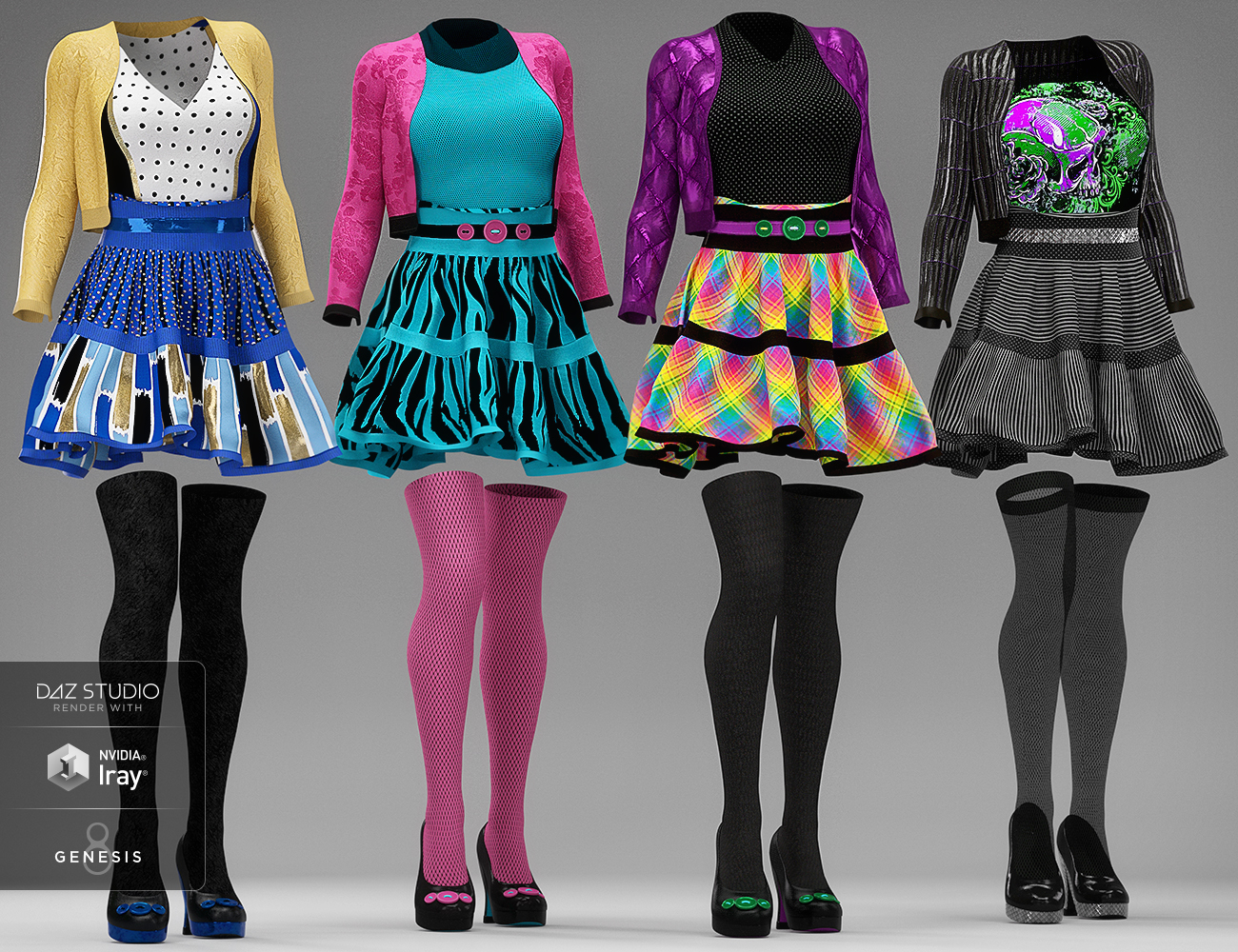 dForce Mori Kei Outfit Textures by: Anna Benjamin, 3D Models by Daz 3D