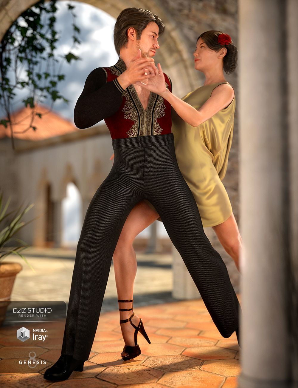 dForce Latin Dancer Outfit for Genesis 8 Male(s) by: Nikisatez, 3D Models by Daz 3D