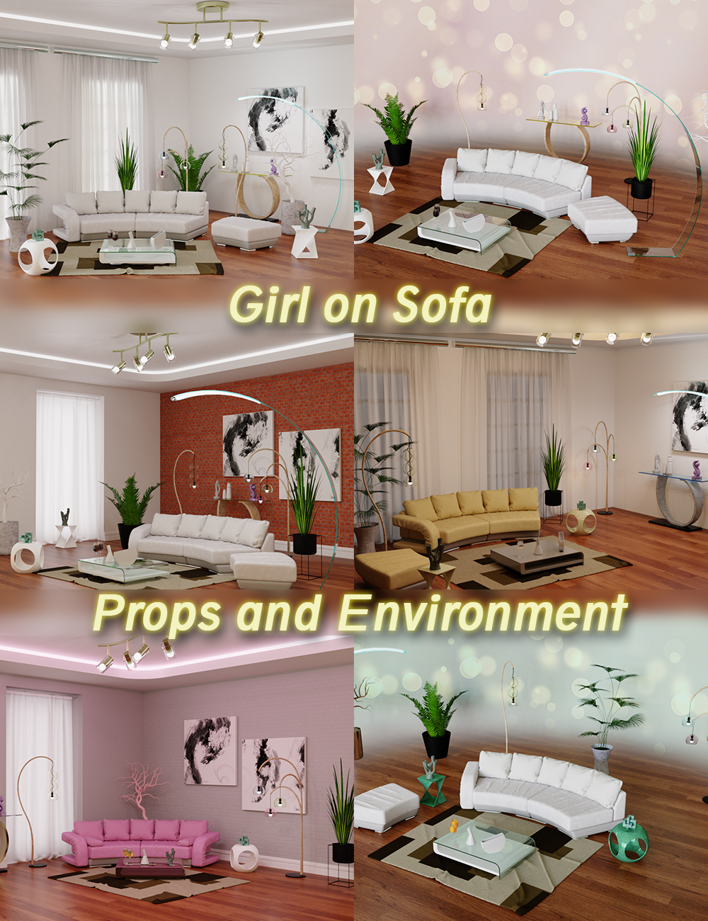 Girl on Sofa Props and Environment by: Onnel, 3D Models by Daz 3D