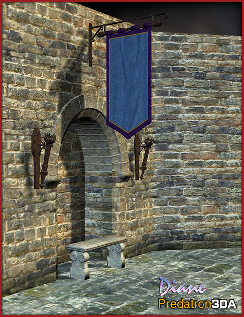 Medieval Banner Pack and Vignette Scene by: Predatron, 3D Models by Daz 3D