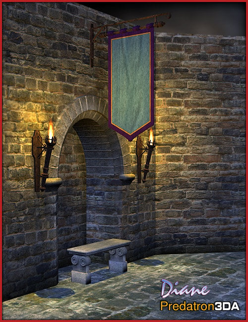 Medieval Banner Pack and Vignette Scene by: Predatron, 3D Models by Daz 3D