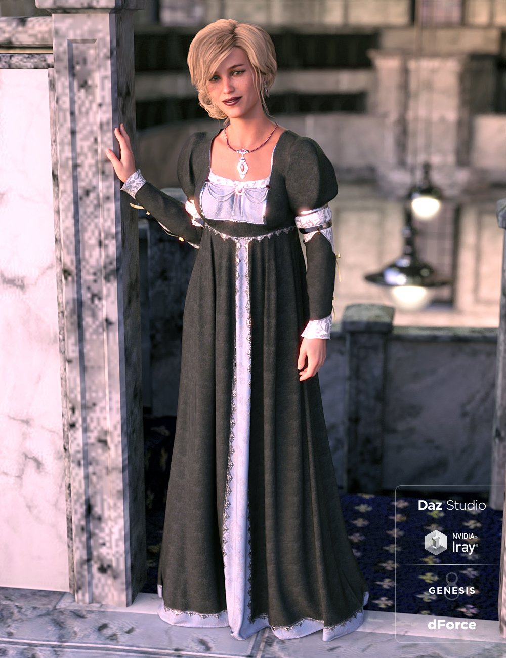 Renaissance Dress: Milady by: Moonscape GraphicsSade, 3D Models by Daz 3D