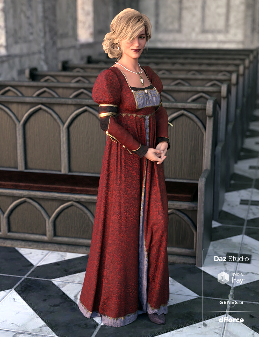 Renaissance Dress: Milady by: Moonscape GraphicsSade, 3D Models by Daz 3D