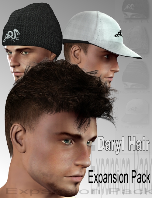 Daryl Hairstyle Expansion Pack by: Neftis3D, 3D Models by Daz 3D