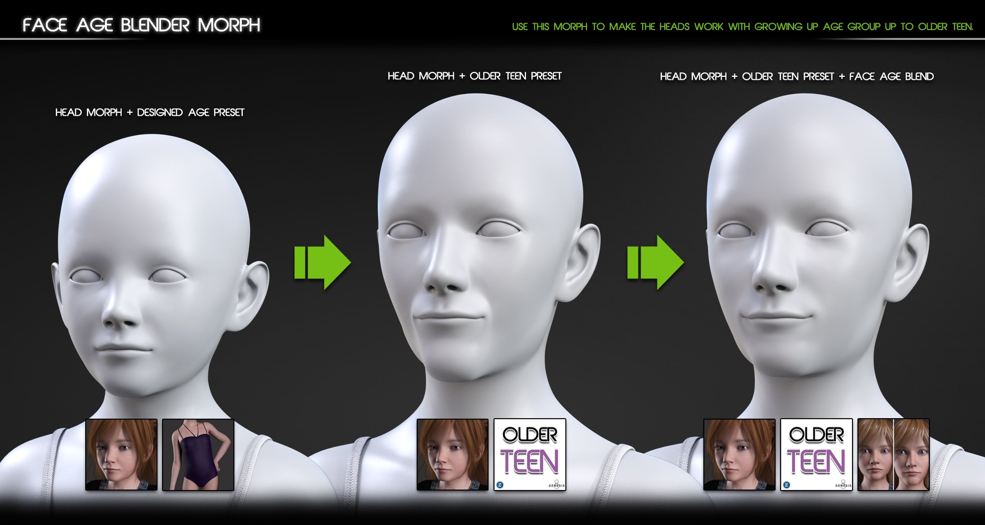 Growing Up Faces for Genesis 3 & 8 Female(s) Growing Up Faces for Genesis 3 & 8 Female(s) by: Zev0Dogz, 3D Models by Daz 3D