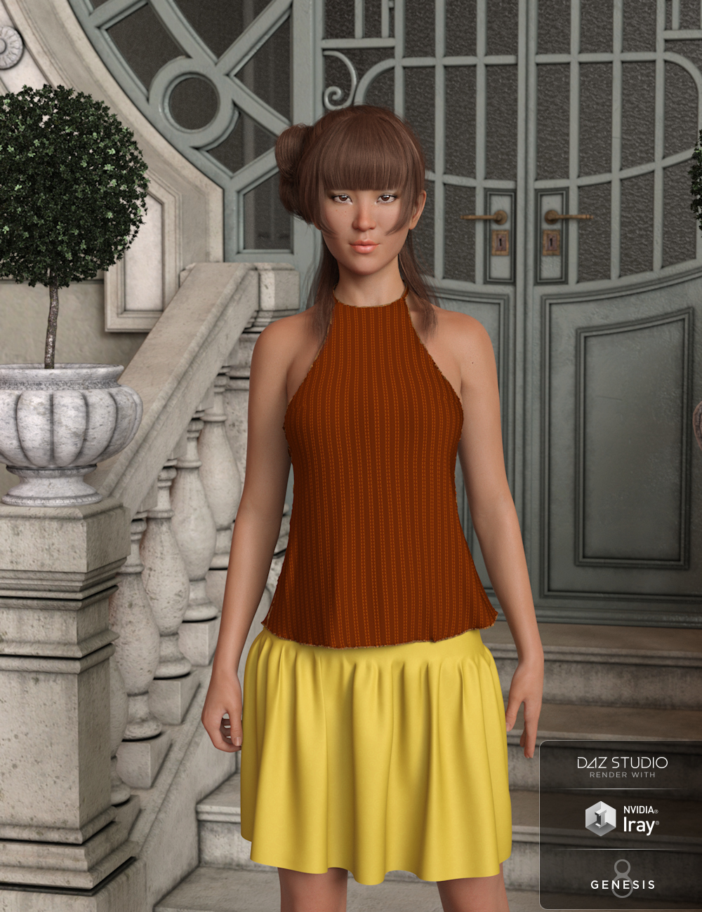 dForce Summertime Two Dress for Genesis 8 Females by: Aquarius, 3D Models by Daz 3D