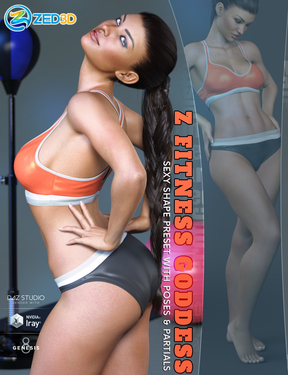 Z Fitness Goddess Shape Preset and Poses for Genesis 8 Female by: Zeddicuss, 3D Models by Daz 3D