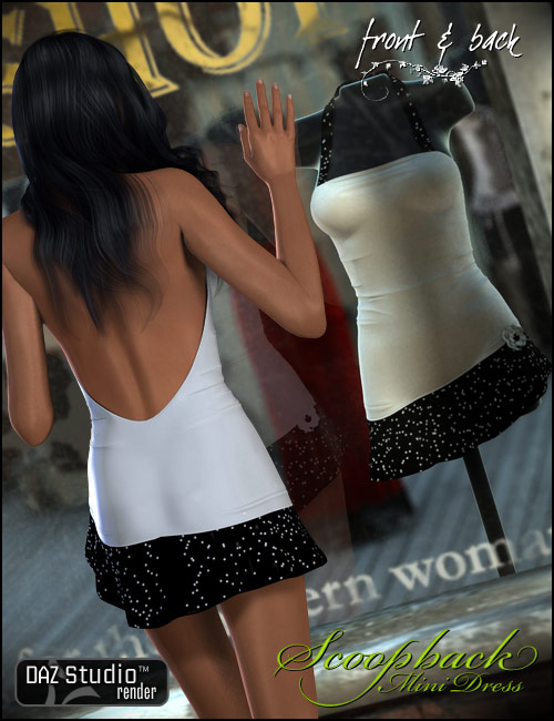 Scoopback Mini Dress by: Barbara Brundon, 3D Models by Daz 3D
