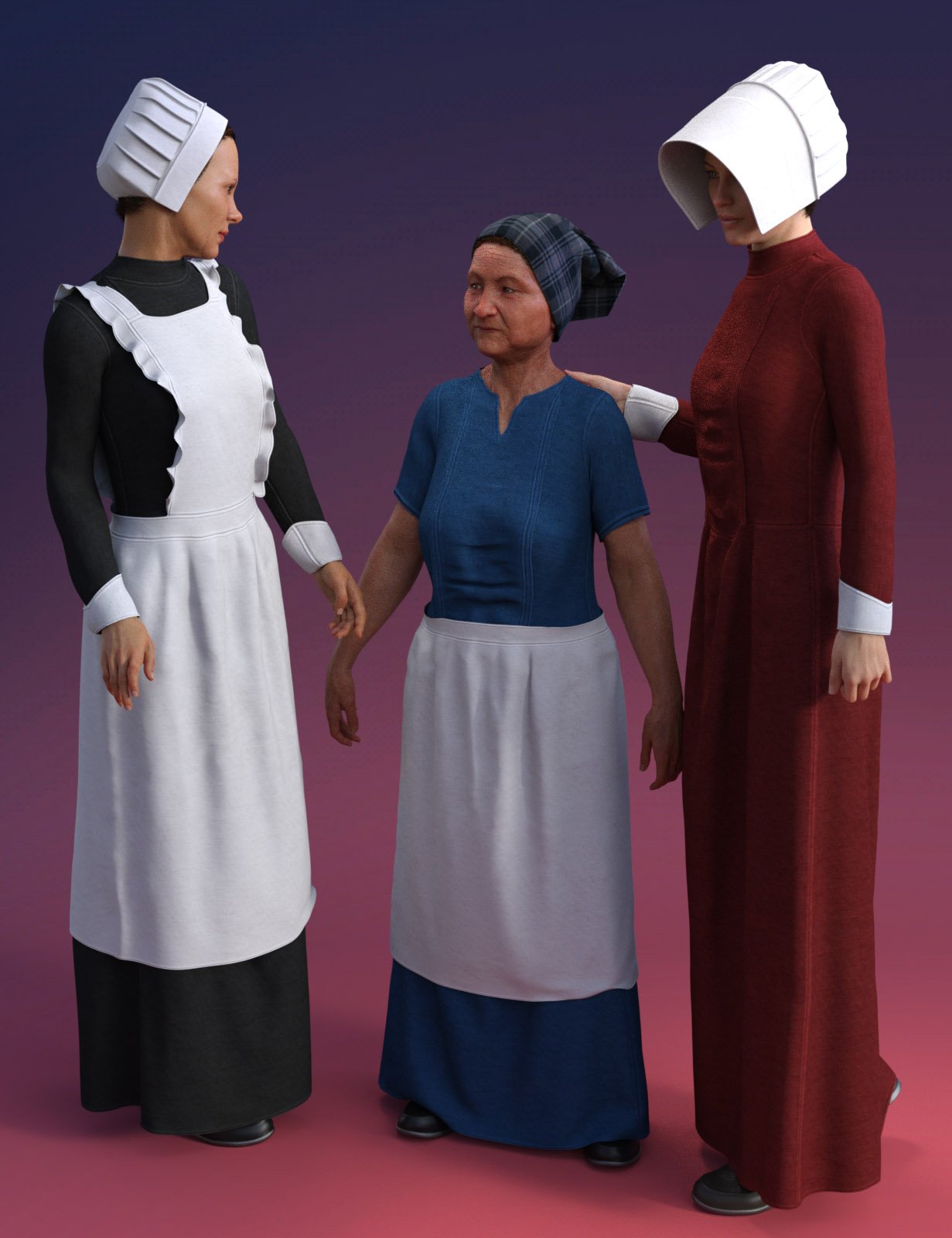 dForce Servant Dress for Genesis 8 Female(s) by: Oskarsson, 3D Models by Daz 3D