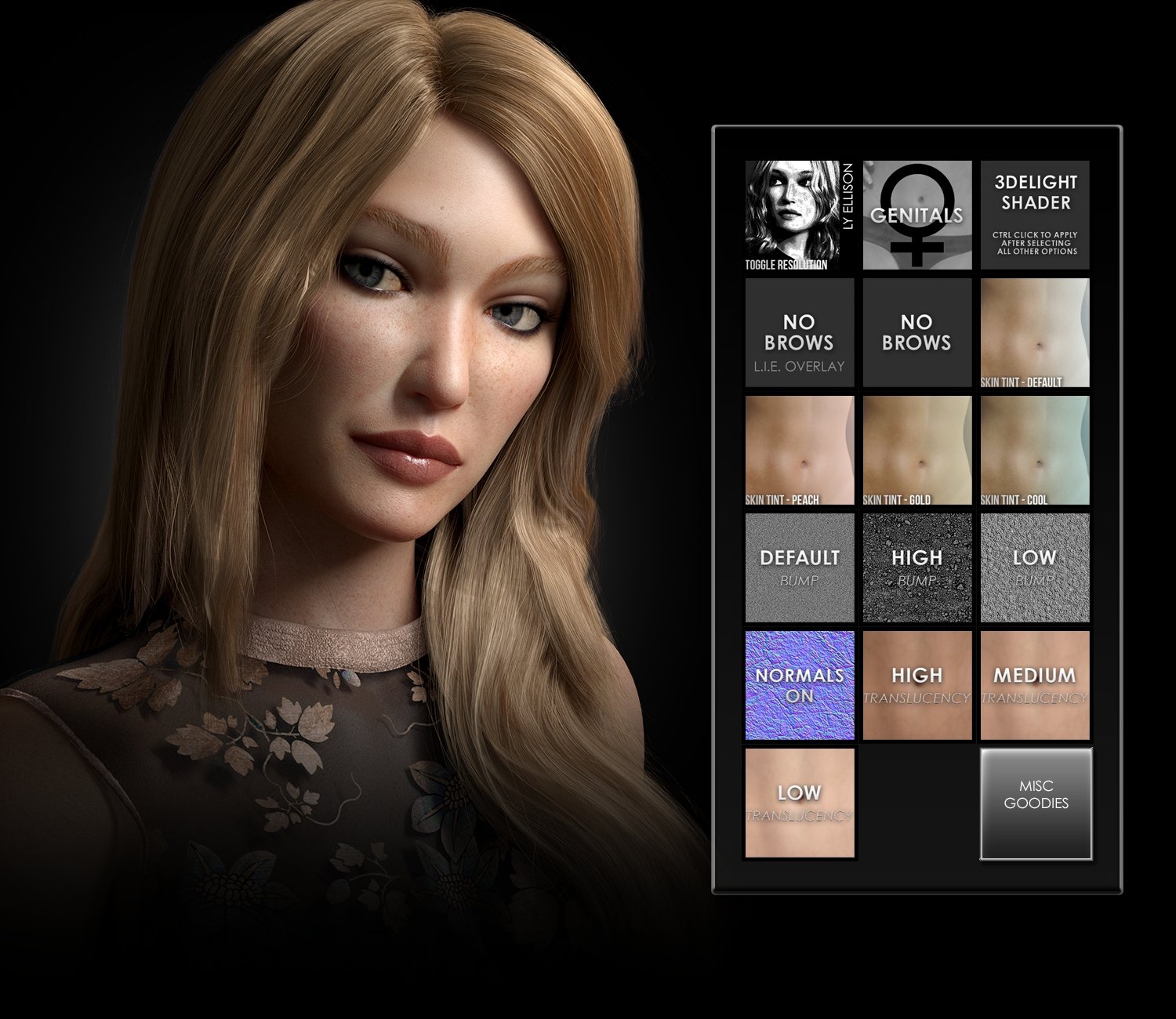Ellison HD for Genesis 3 and 8 Female Ellison HD for Genesis 3 and 8 Female by: Lyoness, 3D Models by Daz 3D