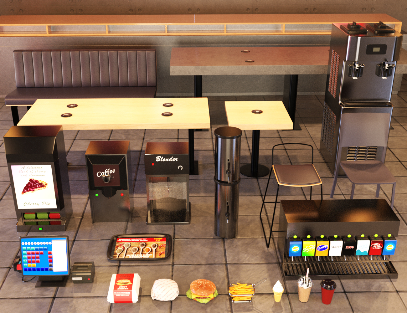 Burger Restaurant by: Charlie, 3D Models by Daz 3D