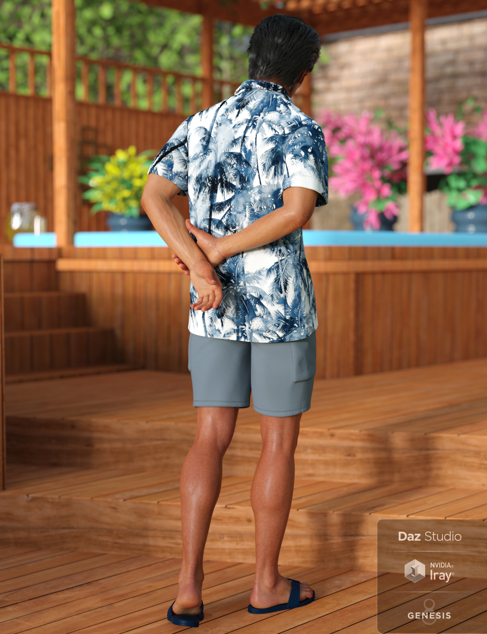 dForce Poolside Oahu Outfit for Genesis 8 Male(s) by: 3D-GHDesignMadaSade, 3D Models by Daz 3D