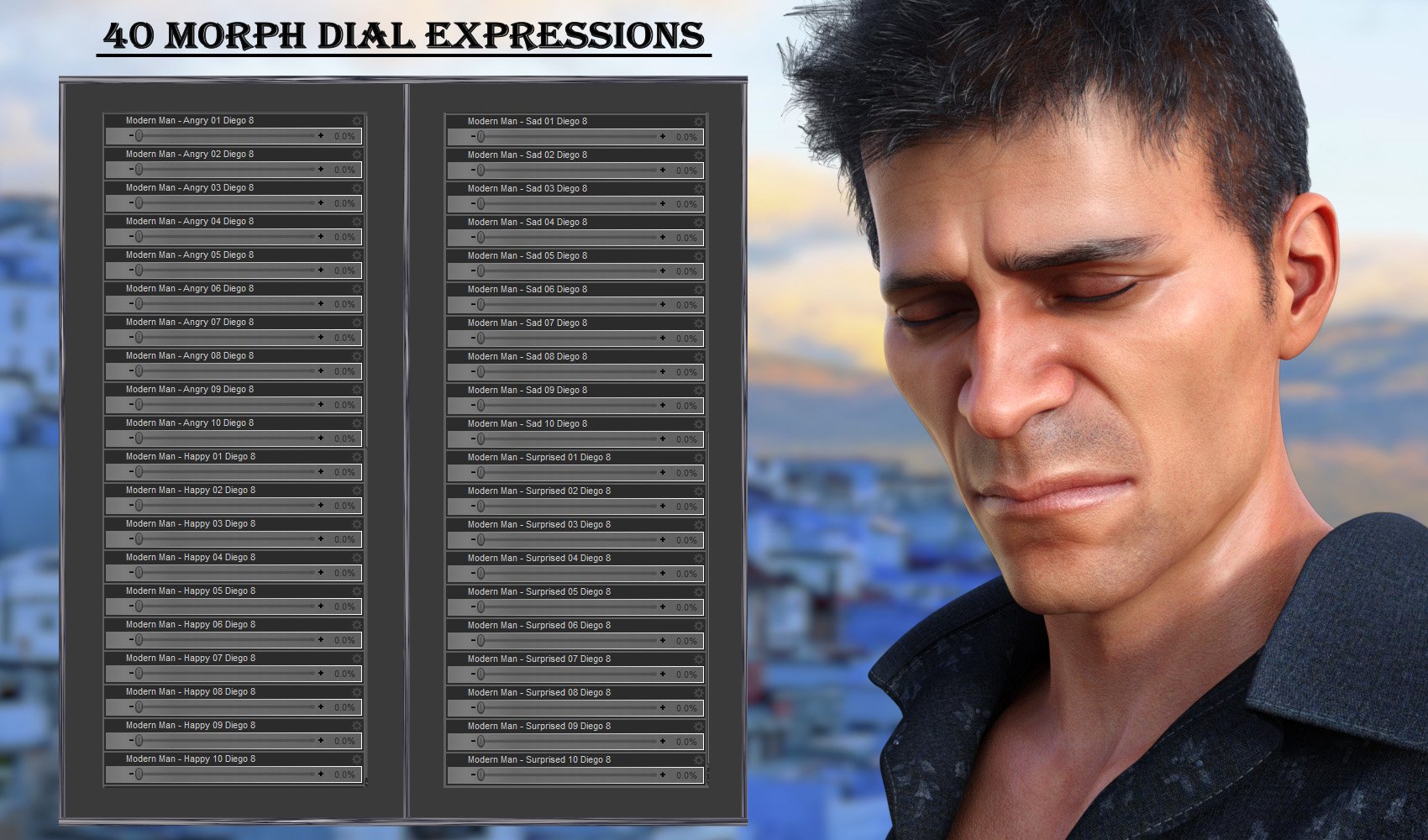 Modern Man - Expressions for Genesis 8 Male and Diego 8 Modern Man - Expressions for Genesis 8 Male and Diego 8 by: JWolf, 3D Models by Daz 3D