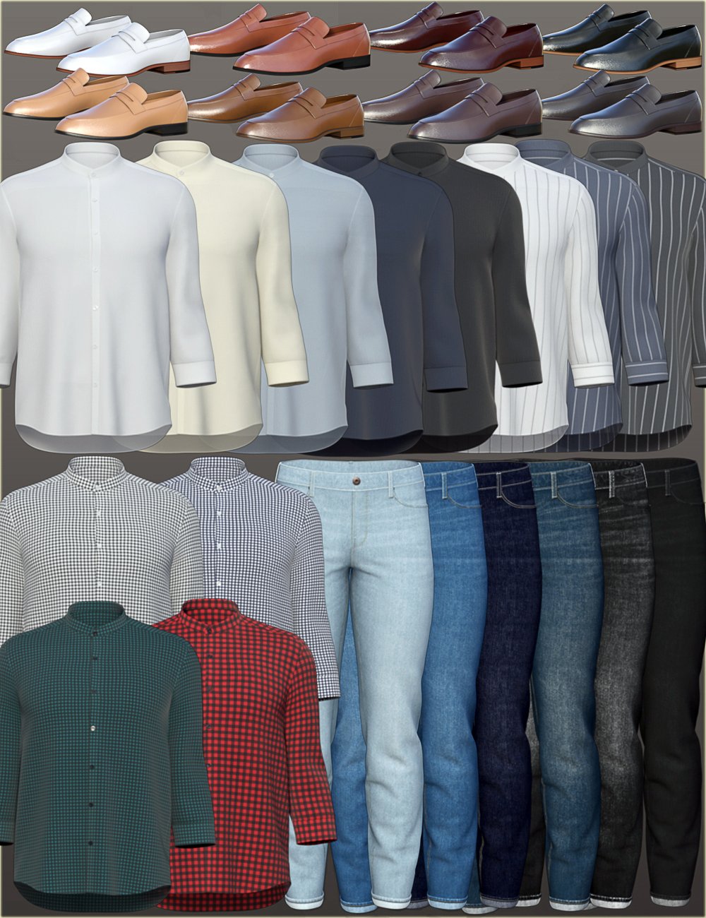 dForce H&C Mandarin Collar Shirt Outfit for Genesis 8 Male(s) | Daz 3D