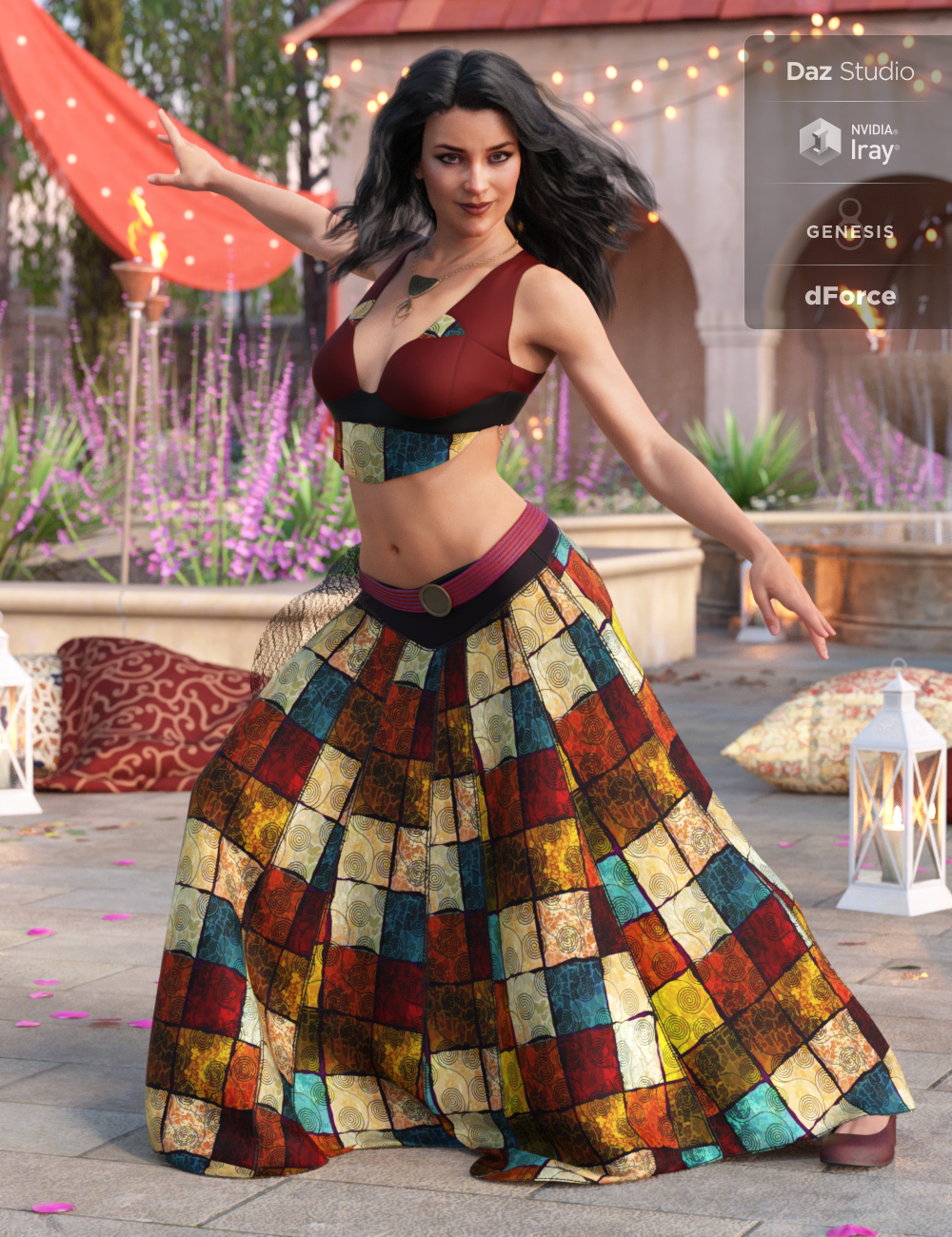 dForce Roma Dancer Outfit for Genesis 8 Female(s) by: Moonscape GraphicsNikisatezSade, 3D Models by Daz 3D