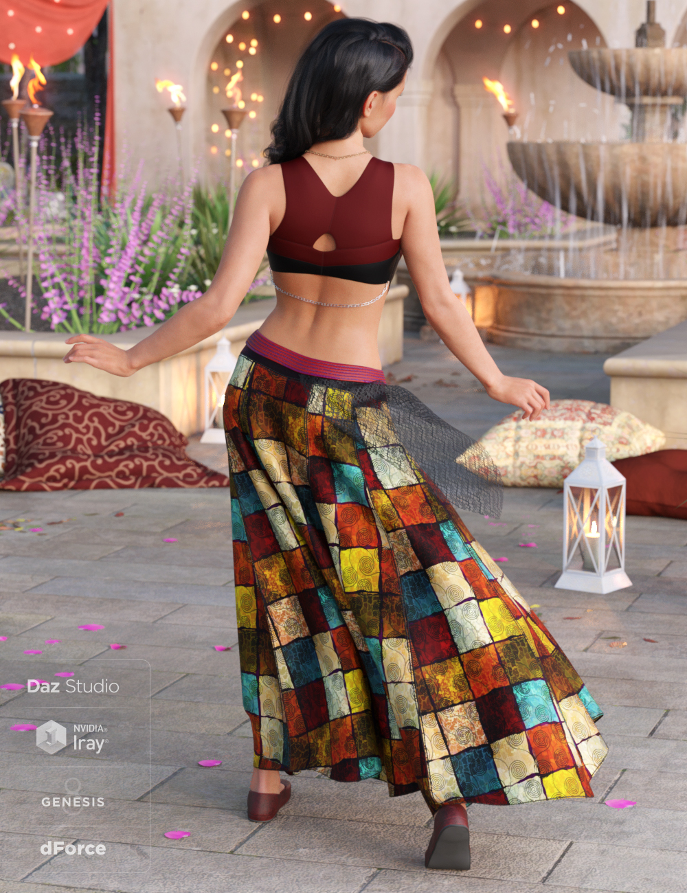 dForce Roma Dancer Outfit for Genesis 8 Female(s) by: Moonscape GraphicsNikisatezSade, 3D Models by Daz 3D