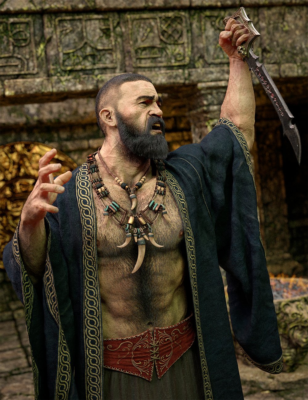 Dark Guard Hair, Beard and Body Hair for Genesis 8 Male(s) | Daz 3D